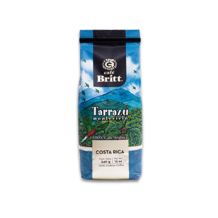 Cafe Britt Tarrazu Montecielo Arabica from Costa Rica Wholebean Coffee, 340g Pack