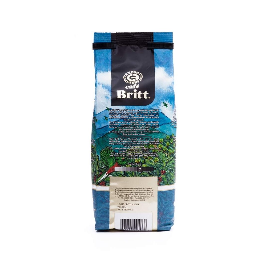 Cafe Britt Tarrazu Montecielo Arabica from Costa Rica Wholebean Coffee, 340g Pack