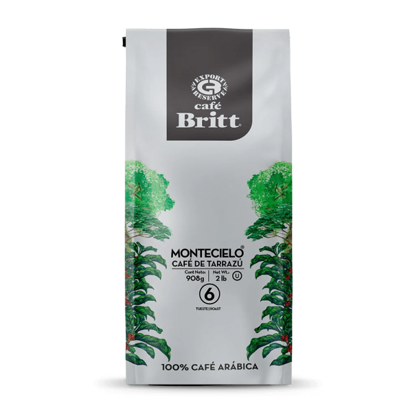 Cafe Britt Tarrazu Montecielo  specialty coffee frpom Costa Rica 100% Arabica Wholebean Coffee, 908 g Pack