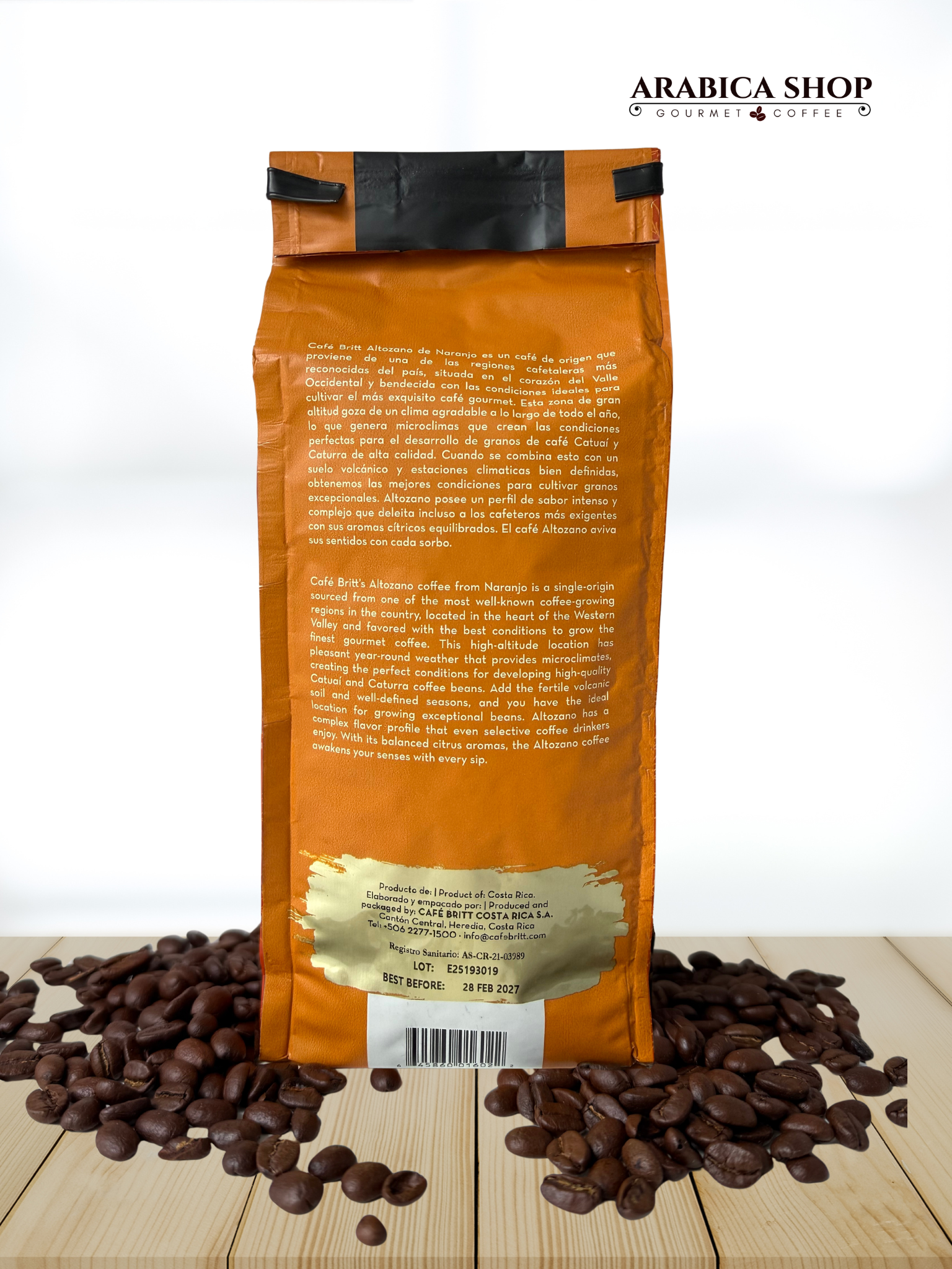 Verpackung Café Britt Altozano hinten