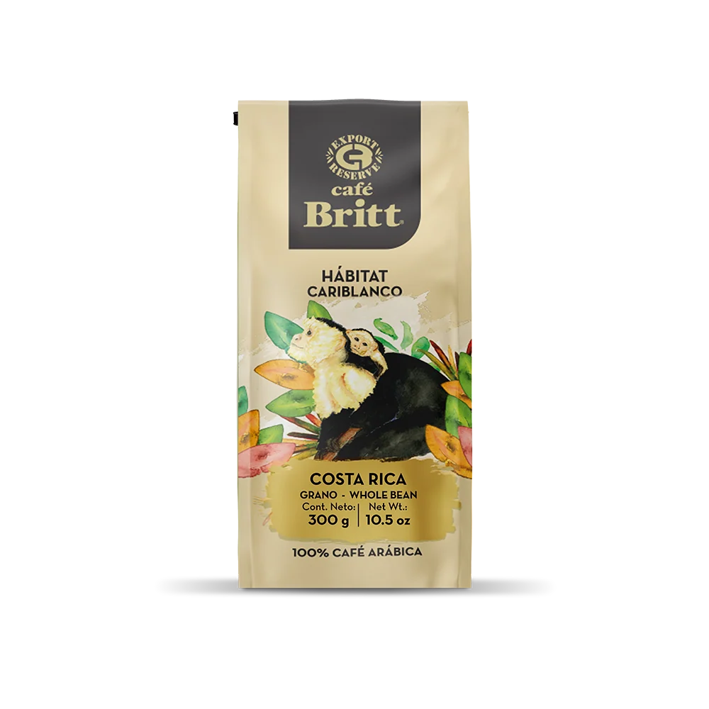 Café Britt  Habitat Weißgesichtig Affe  Arábica  aus Costa Rica ganze Bohne 340g Packung