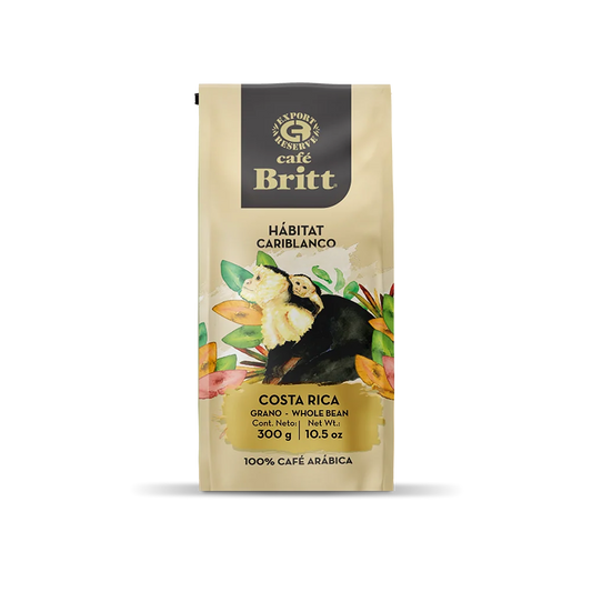 Café Britt  Habitat Weißgesichtig Affe  Arábica  aus Costa Rica ganze Bohne 340g Packung