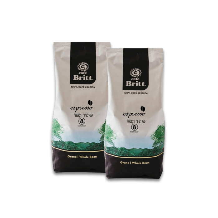 Café Britt Espresso -  2X Bolsa Grano Entero 908g