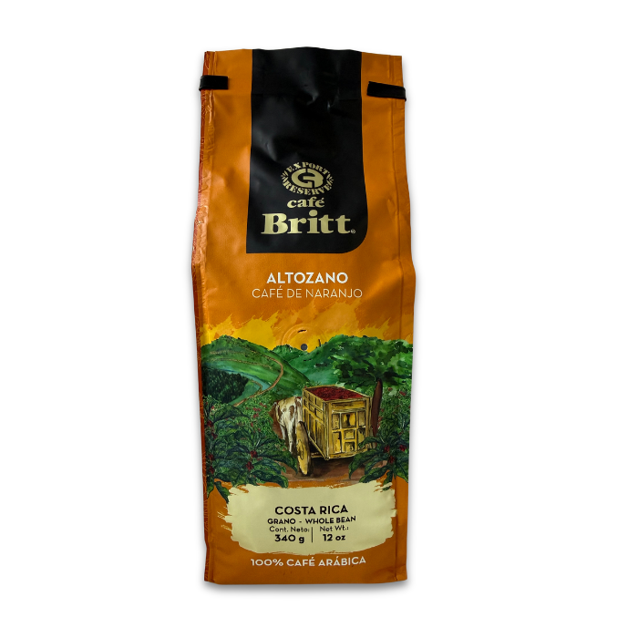Café Britt Altozano Naranjo whole bean Arabica coffee 908g