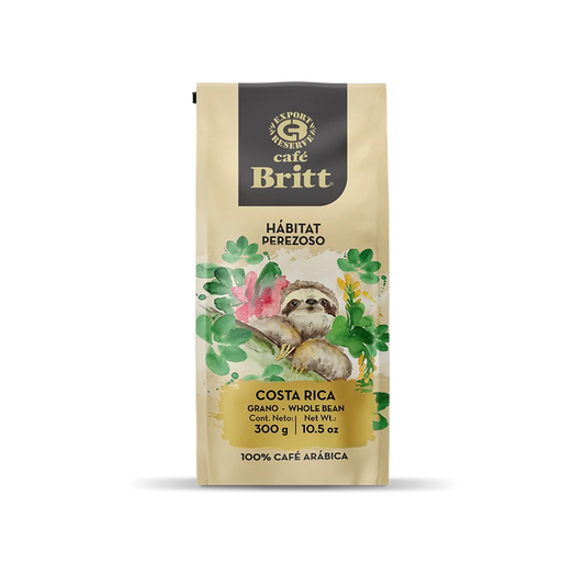 Café Britt - Habitat Faultier 340g - 100% Arábica ganze Bohne aus Costa Rica
