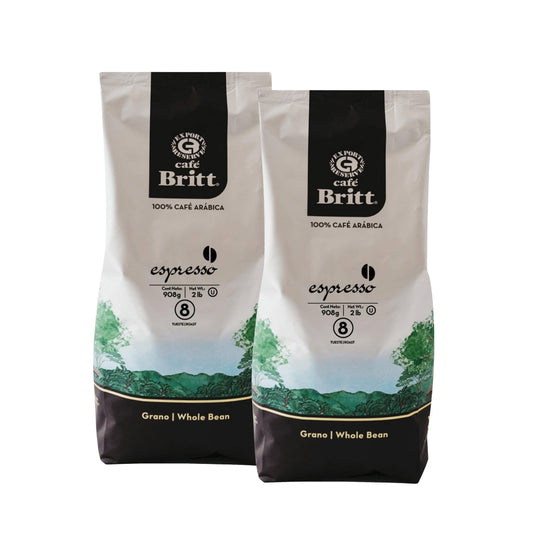 Café Britt Espresso -  2X Bolsa Grano Entero 908g