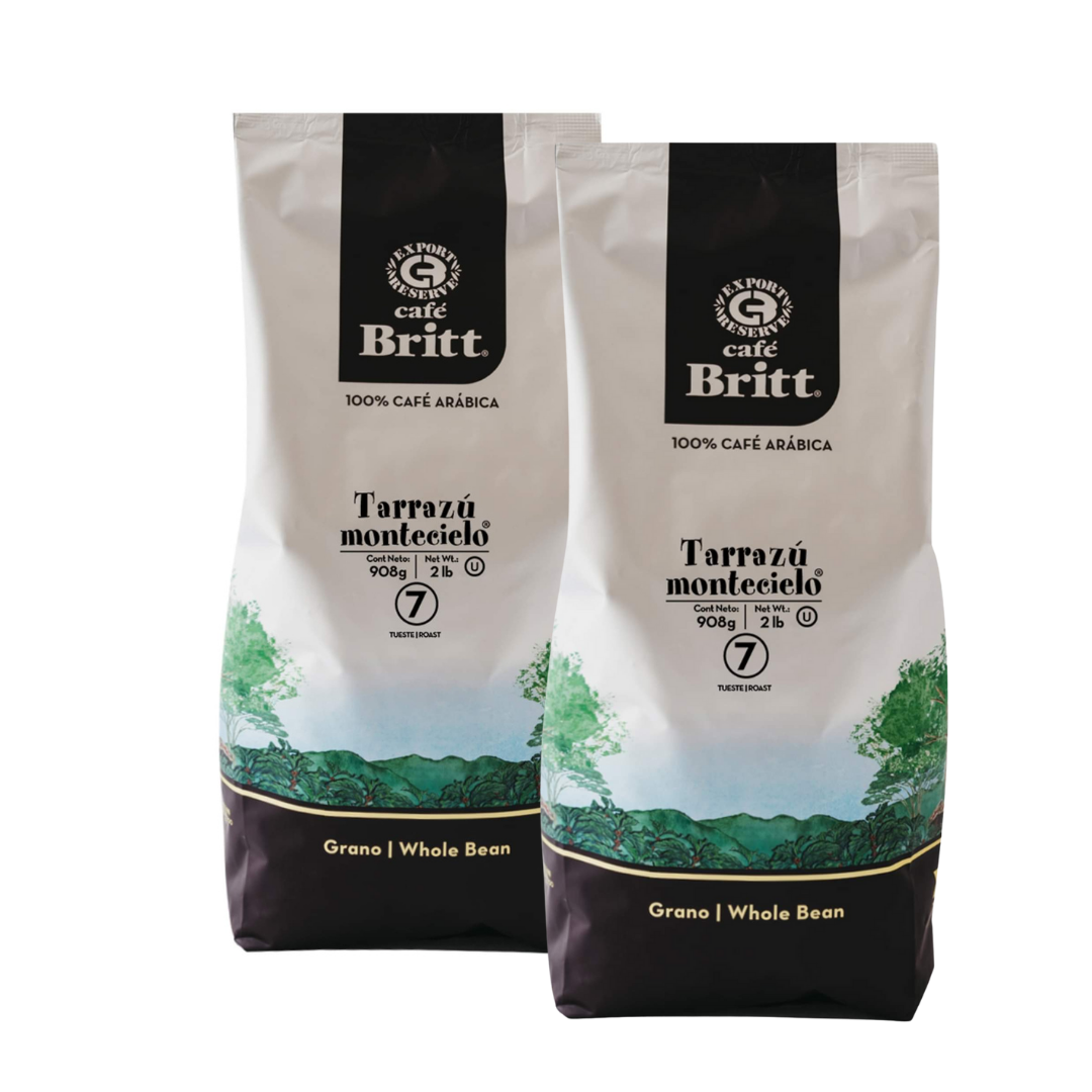 2x Cafe Britt Tarrazu Montecielo Arabica ganze Bohne Kaffee, 2x 908 g Packung
