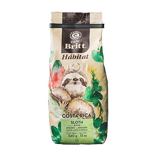 Café Britt - Habitat sloth 340g - 100% Arábica whole beans from Costa Rica 